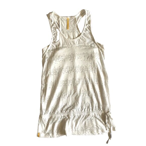 Lole Women’s Waltz 2 Tank Top Size M Racerback Tunic Drawstring Ivory White Logo - Picture 2 of 13